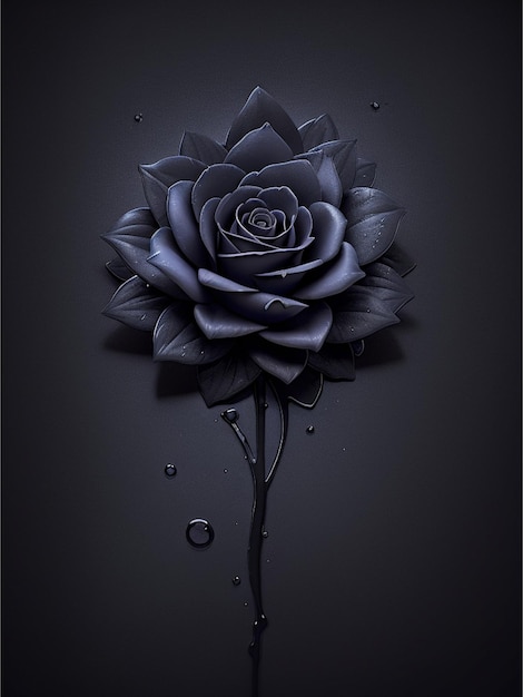 Stary Black Rose Flower Splash Arts Esthétique Pour La Conception De T-shirts Très Détaillée Darktone