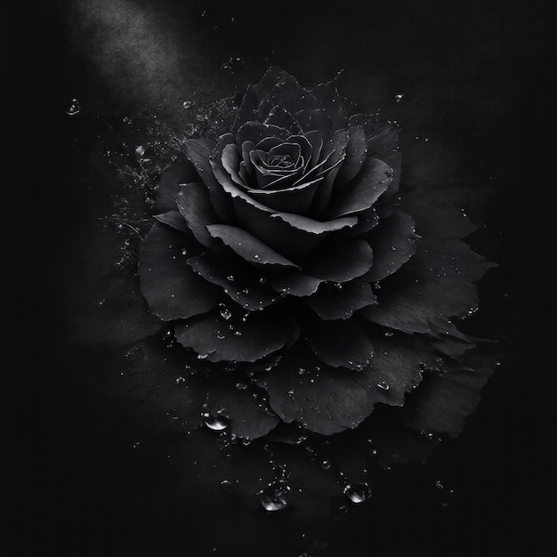 Stary noir Rose fleur splash art