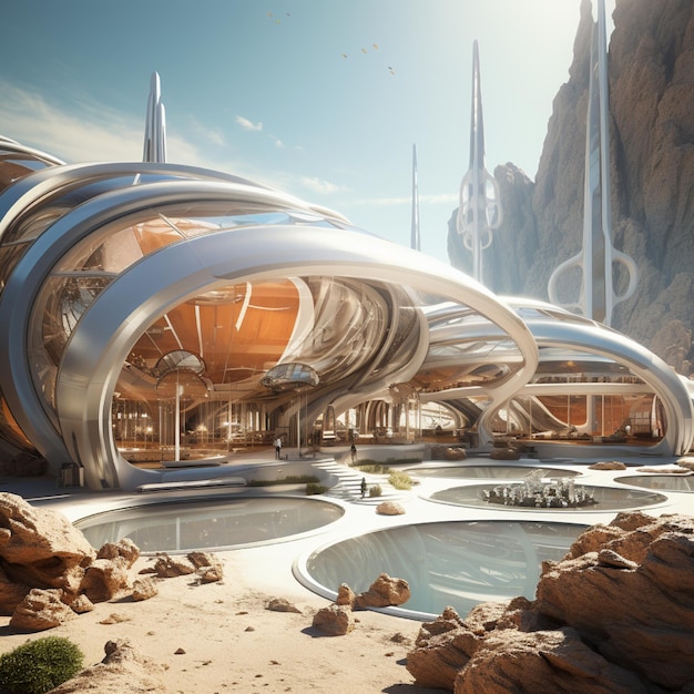 Une station balnéaire futuriste sur Mars