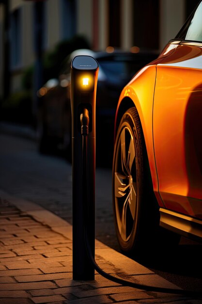 Station de charge pour voitures électriques dans une rue de la ville