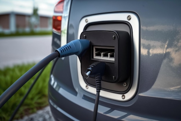 Une station de charge pour les voitures électriques une voiture du présent et du futur une voiture respectueuse de l'environnement IA générative