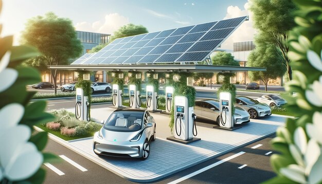 Station de charge de véhicules électriques à énergie solaire écologique du futur