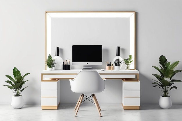 Station de manucure de salon d'ongles Mockup Espace blanc blanc pour votre conception