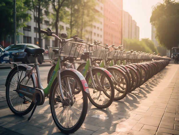 Station de partage de vélos EcoFriendly Commute dans la ville