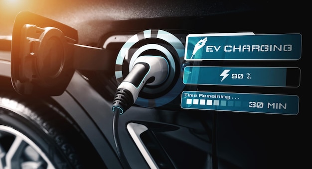 Station de recharge EV pour voiture électrique dans le concept d'énergie verte alternative