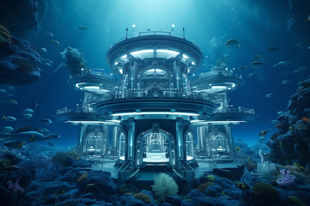 Photo une station de recherche sous-marine futuriste explorant 00285 00