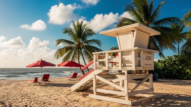 Station de sauvetage sur la plage de Miami, en Floride, aux États-Unis.