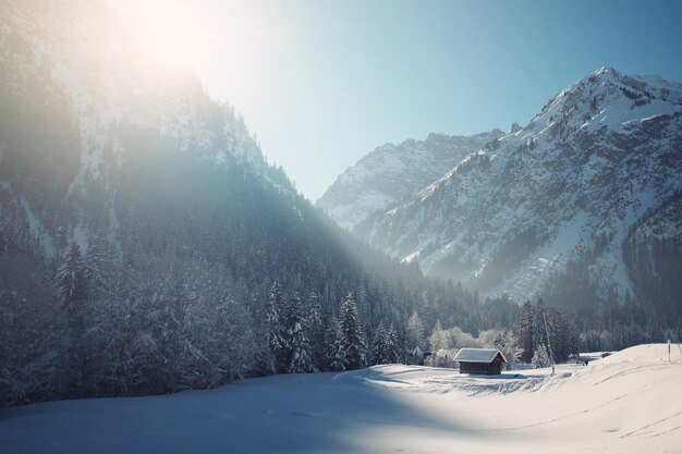 station de ski le matin