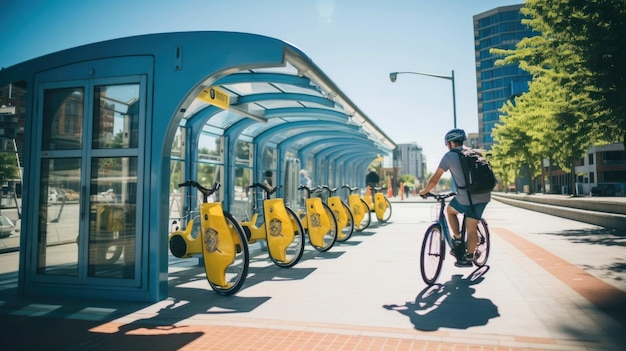 station de vélo dans une ville à la Journée mondiale de la santé