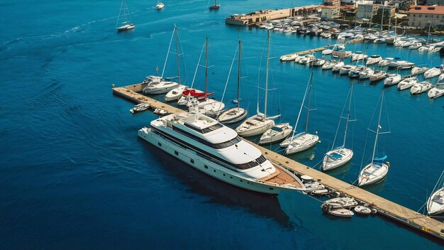 Stationnement en mer de bateaux et de yachts en Turquie Yacht amarré dans un port maritime