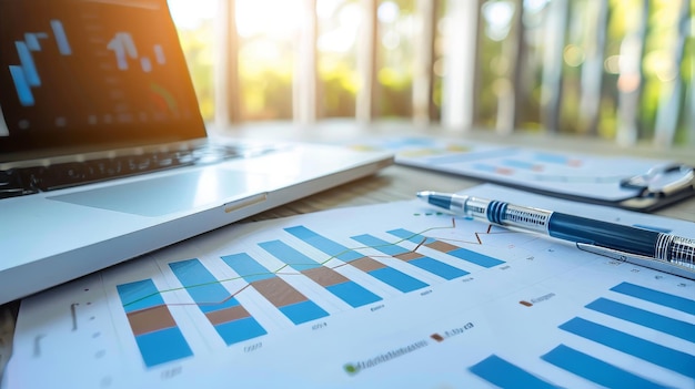 Photo les statistiques d'un concept d'entreprise le diagramme financier la planification financière l'analyse des données