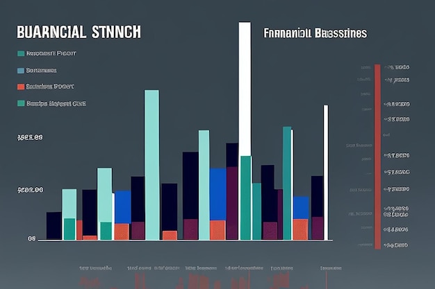 Photo les statistiques financières des entreprises avec graphique à barres et graphique à chandelles montrent l'arrière-plan des revenus effectifs