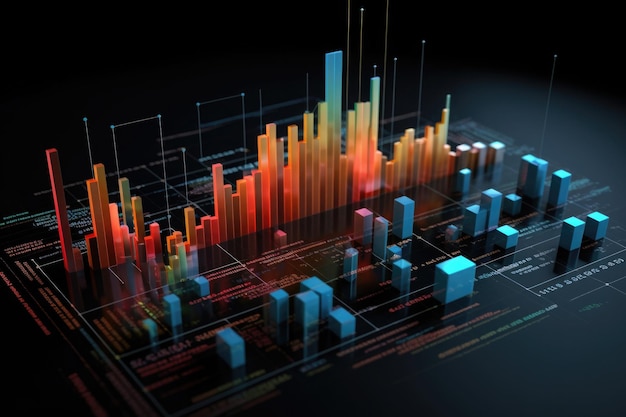 Statistiques en ligne dans l'application Infographie d'analyse commerciale Rapport d'analyse avec diagrammes graphiques et graphiques sur fond sombre