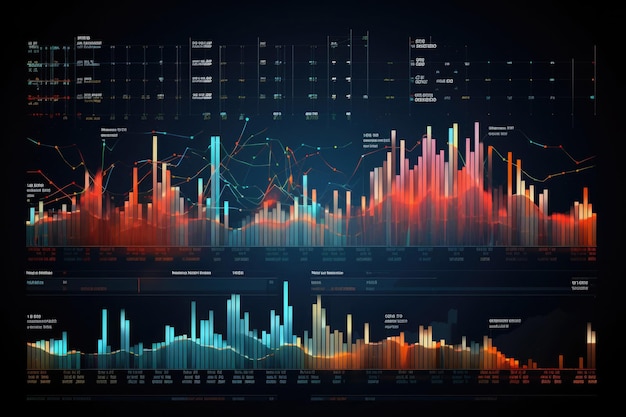 Statistiques en ligne dans l'application Infographie d'analyse commerciale Rapport d'analyse avec diagrammes graphiques et graphiques sur fond sombre