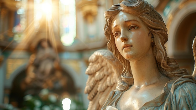 une statue d'un ange avec une statue de l'ange