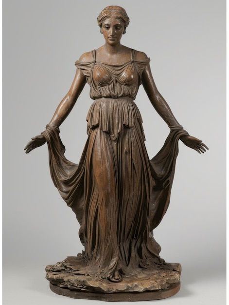Statue antique d'une figure féminine drapée dans le style classique
