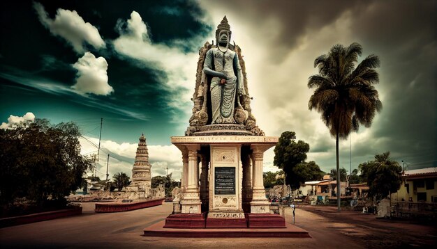 Photo une statue de bouddha dans un parc