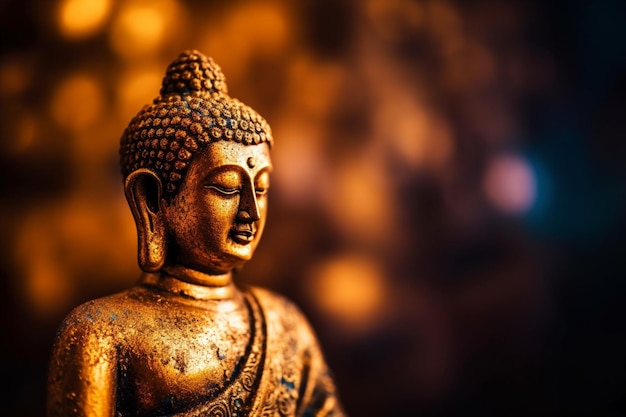 Une statue de bouddha doré avec un fond clair doré