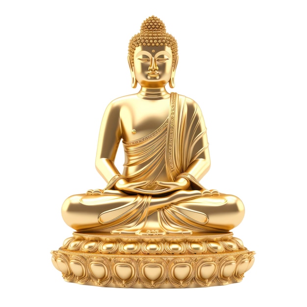 Une statue de Bouddha en or sur fond blanc