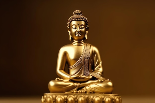 Statue de bouddha en or idole de bouddha sur fond d'or généré par l'IA