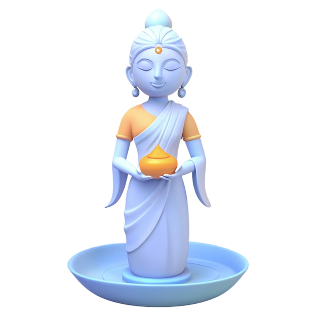 une statue de Bouddha avec une orange au milieu