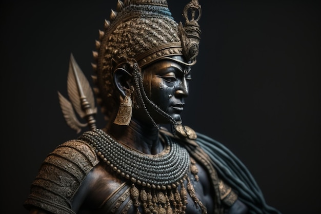 Une statue de bouddha thaïlandais est assise et médite au temple bouddhiste