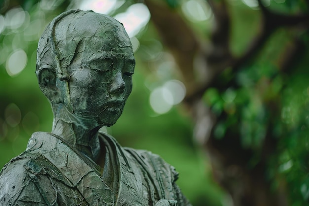 Une statue en bronze d'un homme dans un parc