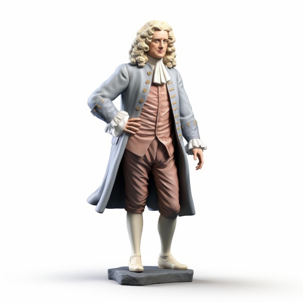 Statue en céramique précise et réaliste d'Isaac Newton en costume