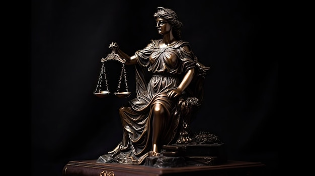 Photo statue de la charge de la preuve de la justice avec la technologie d'ia générative