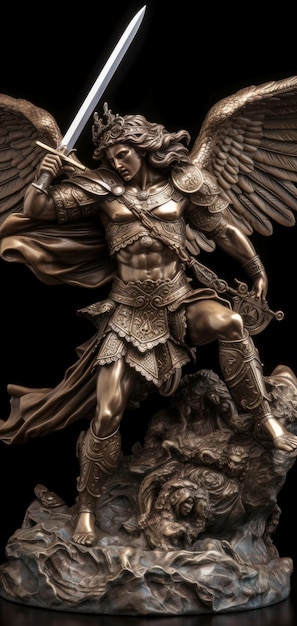 Statue de combat de l'archange Michel IA générative