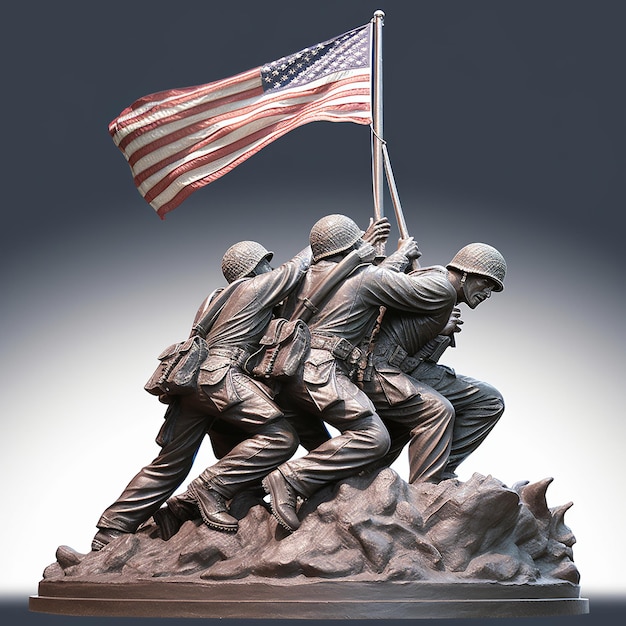 Statue commémorative d'Iwo Jima des soldats mettant le drapeau