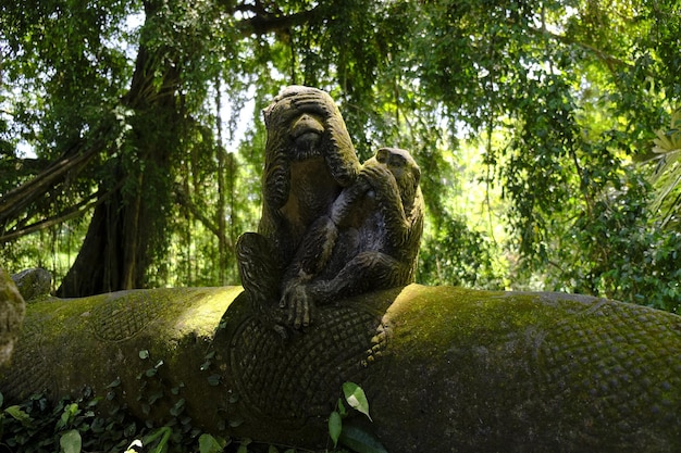 Statue dans la forêt des singes sacrés Ubud Bali Indonésie