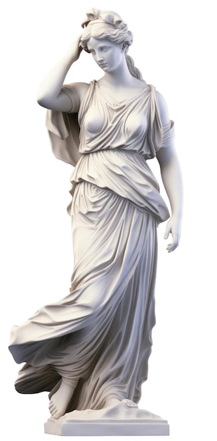 Statue de déesse grecque en marbre isolée sur fond blanc générée par IA