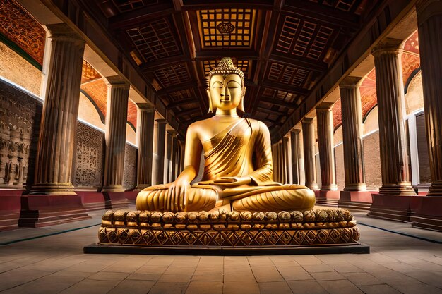 la statue dorée de bouddha dans un temple