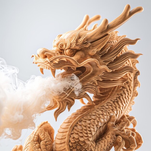 Statue de dragon fumant une cigarette, sculpture d'une créature mythique s'engageant dans une habitude humaine