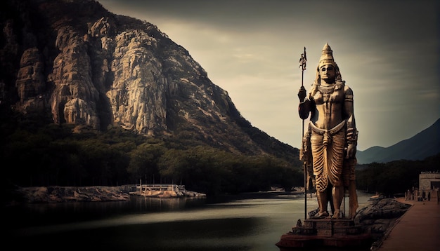 Photo une statue du dieu du fleuve