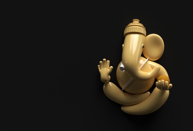 Photo statue du dieu hindou ganesha - concept du festival de la religion hindoue éléphant. illustration de rendu 3d.