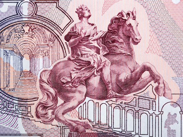 Statue équestre (par Bernini), intérieur de la basilique Saint-Pierre (Vatican) de l'ancien argent italien