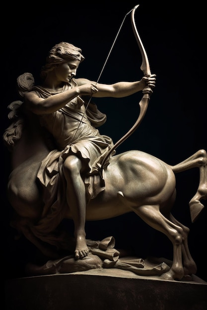 Une statue de femme avec un arc et une flèche