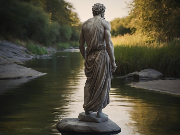 Photo une statue d'une femme avec une coiffure sur une pierre