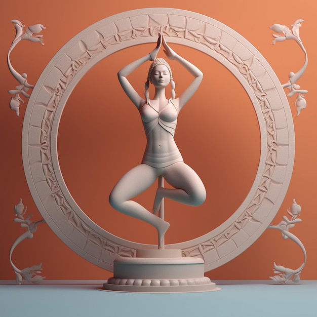 Une statue d'une femme dans une pose de yoga.