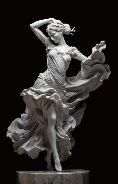 Photo une statue de femme à la robe fluide