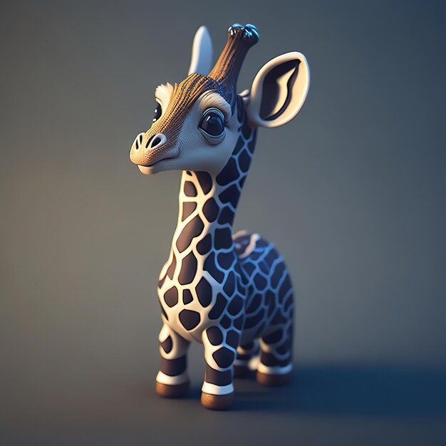 Une statue de girafe avec un fond bleu et une girafe dessus.