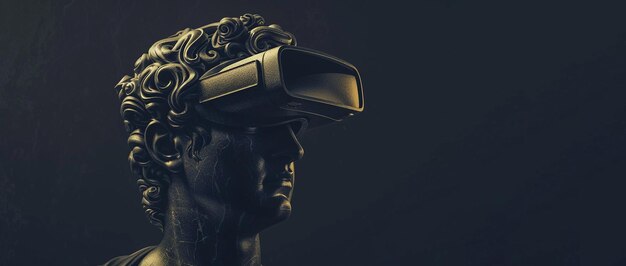 Une statue grecque dans des lunettes VR