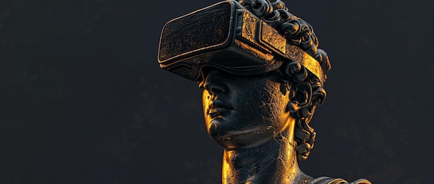 Une statue grecque dans des lunettes VR