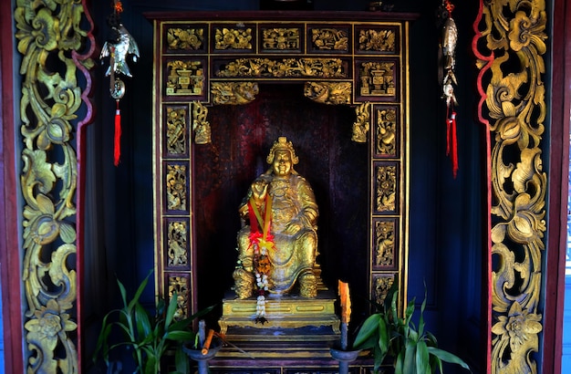 Statue de Guan Yu dans la maison de Joss pour les personnes qui prient