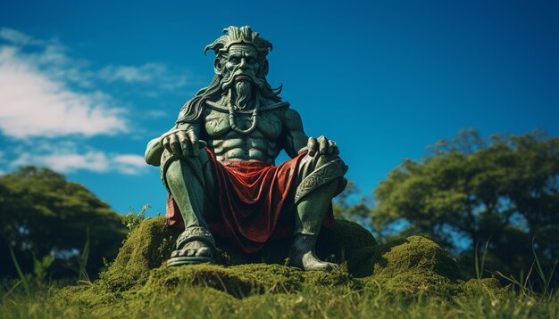 Photo une statue d'un homme assis au sommet d'une colline