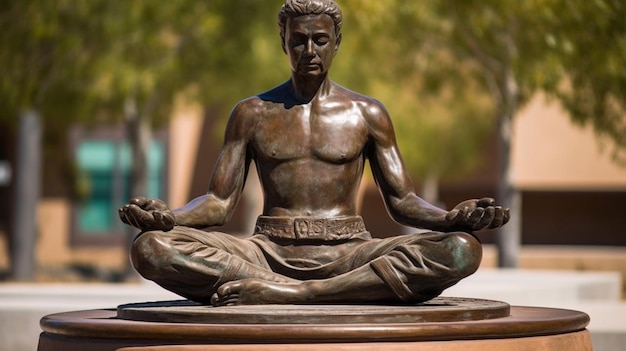 Photo une statue d'un homme assis dans une position de méditation