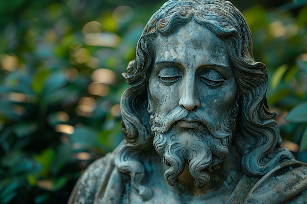 Statue d'un homme aux yeux fermés