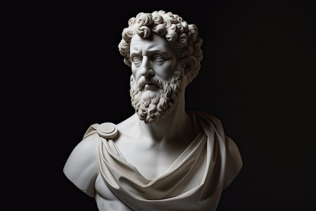 Une statue d'un homme avec une barbe et une barbe